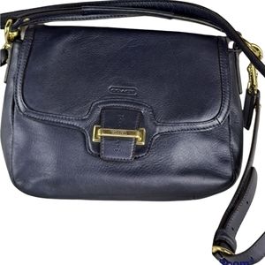 TAYLOR LEATHER FLAP CROSSBODY (COACH F25206)BRASS/MIDNIGHT